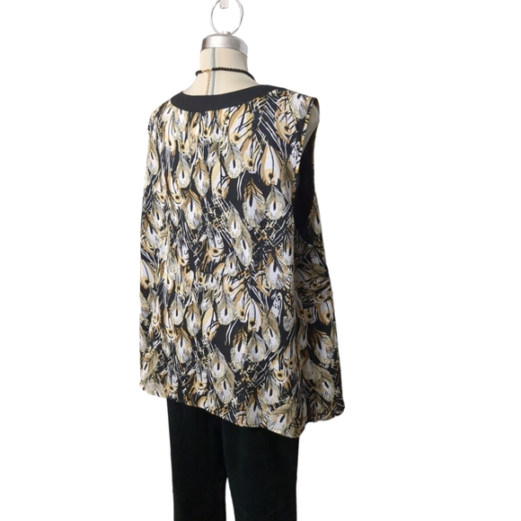 Michael Antoni Collection Plus  Black Brown & Yellow  Embellished Blouse Size 24 - Picture 14 of 16